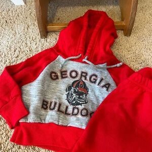 Vintage Georgia Bulldogs Kids Sweatshirt - Red and Gray